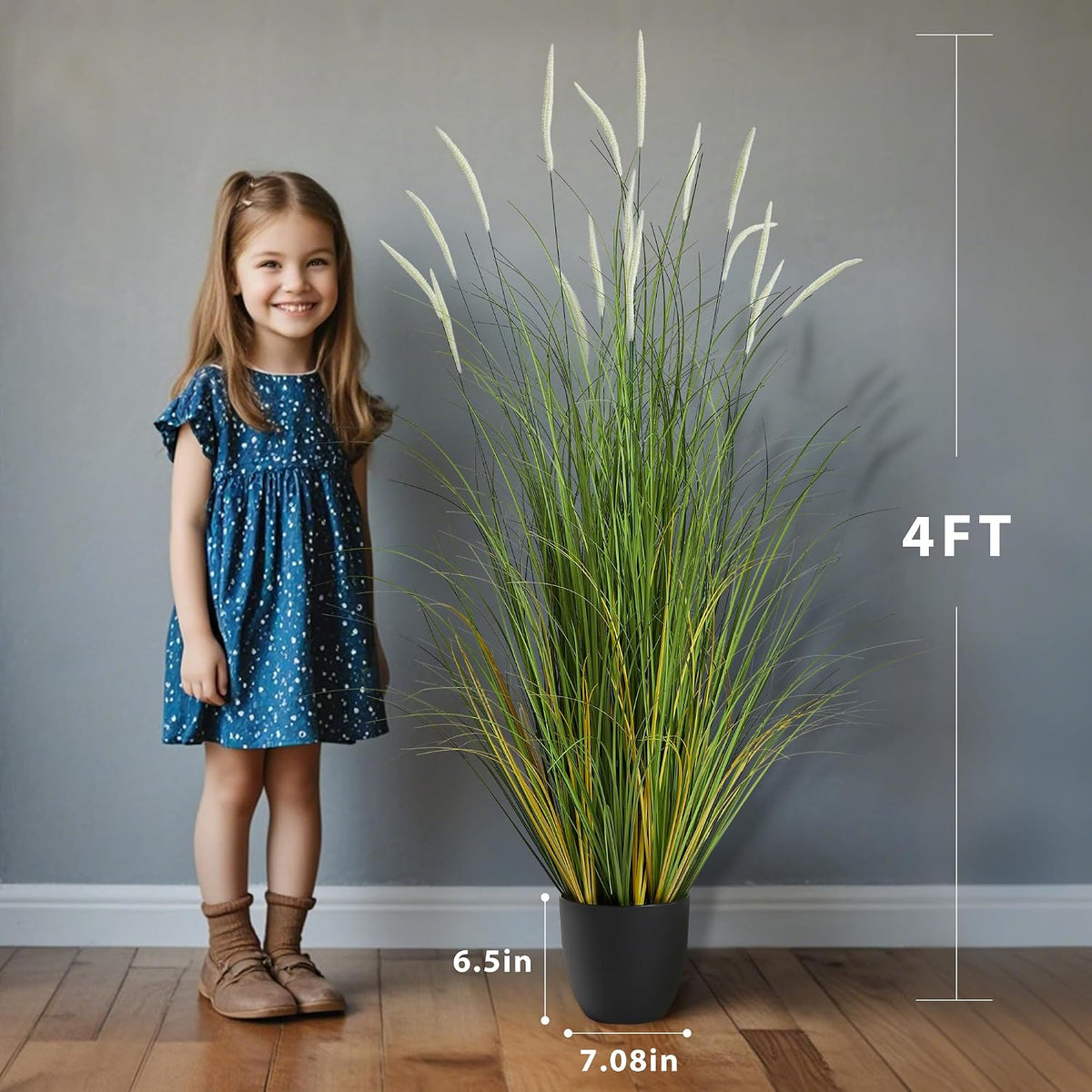 3ft 2-Pack Artificial Cattail Reed Grass, 35in Artificial Fake Onion Plant