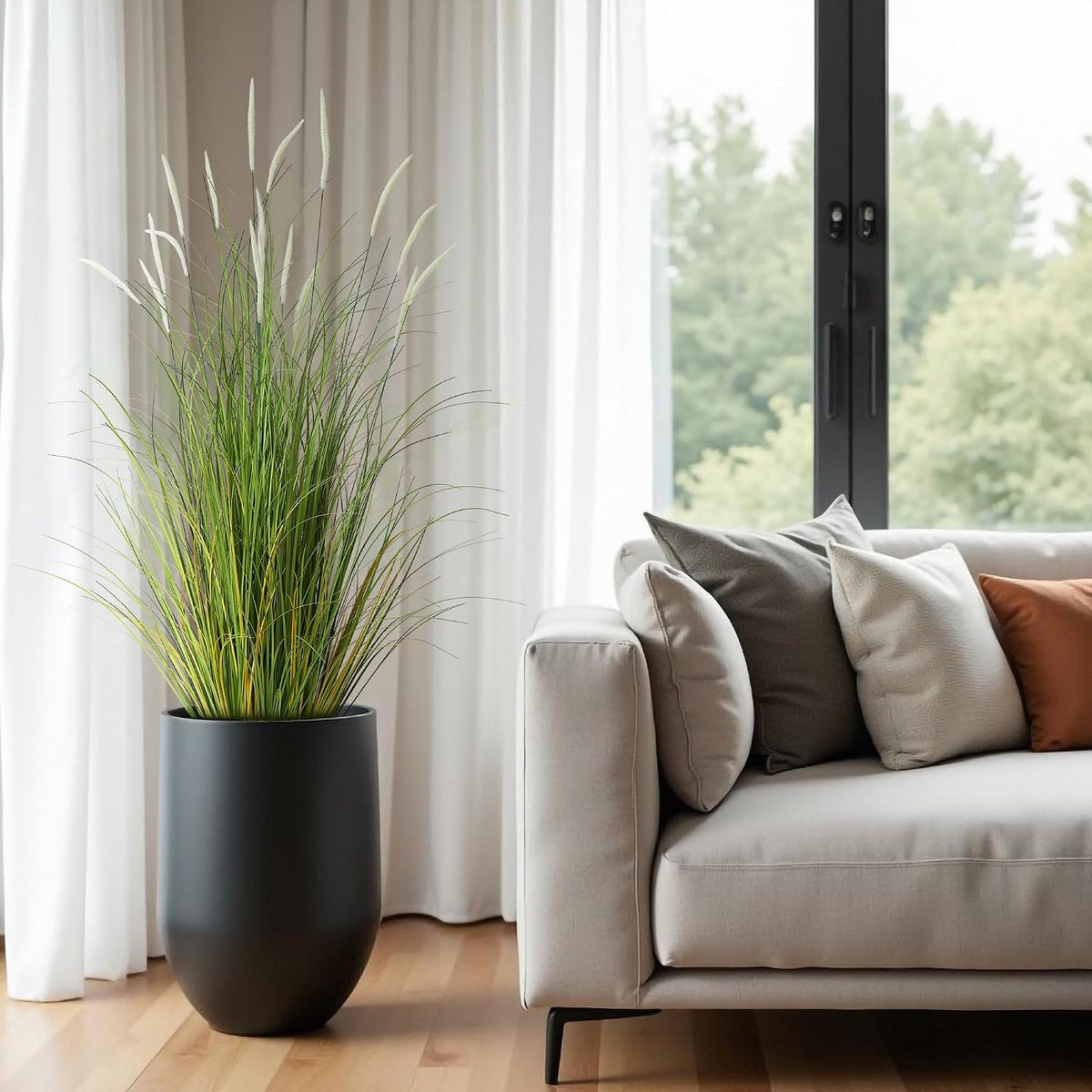 3ft 2-Pack Artificial Cattail Reed Grass, 35in Artificial Fake Onion Plant