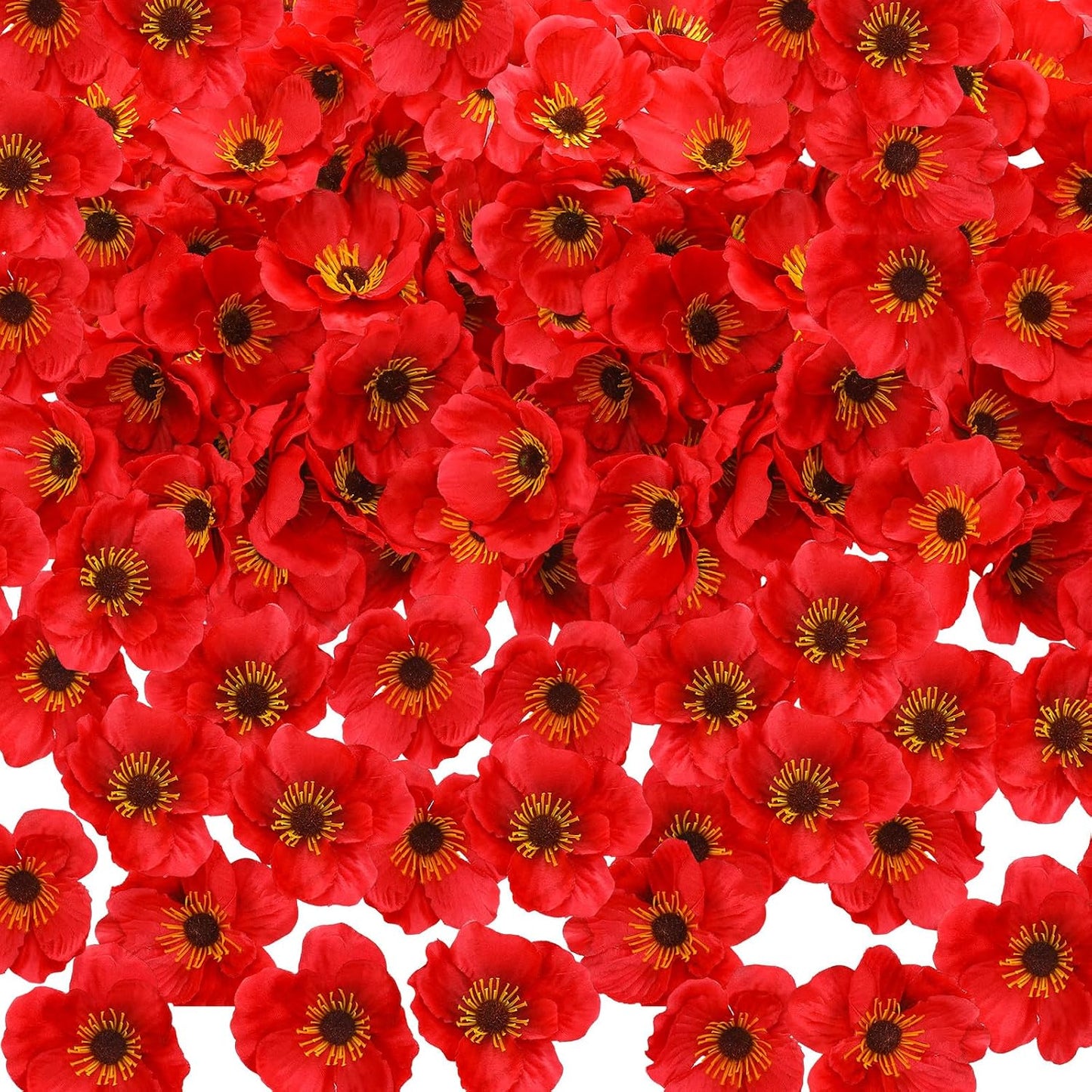 90 Pcs 3.15 Inch Red Poppy Flowers Artificial Poppy Heads Bulk Fake Silk Party Flowers for Halloween Trunk or Treat Veterans Day Decoration Carnival Memorial Day Backdrop Decor