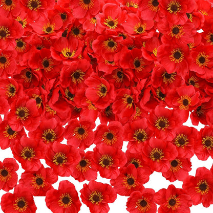 90 Pcs 3.15 Inch Red Poppy Flowers Artificial Poppy Heads Bulk Fake Silk Party Flowers for Halloween Trunk or Treat Veterans Day Decoration Carnival Memorial Day Backdrop Decor