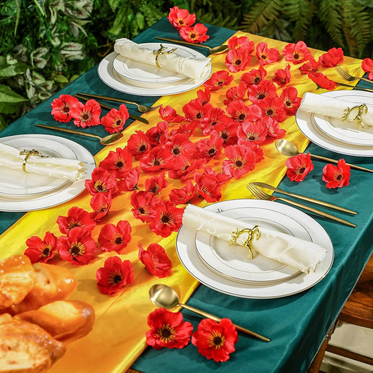 90 Pcs 3.15 Inch Red Poppy Flowers Artificial Poppy Heads Bulk Fake Silk Party Flowers for Halloween Trunk or Treat Veterans Day Decoration Carnival Memorial Day Backdrop Decor