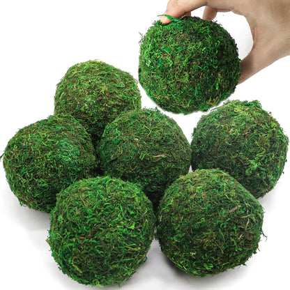 4" Decorative Round Moss Balls (Set of 6) Fake Moss Ball for Bowl Fillers | Handmade Large Green Moss Balls for Home Decor, Aquarium, Centerpiece Bowls, Parties, DIY Crafts, and Wedding Displays