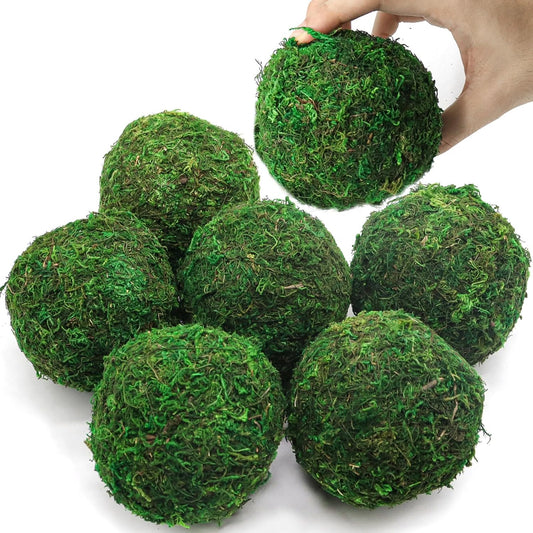 4" Decorative Round Moss Balls (Set of 6) Fake Moss Ball for Bowl Fillers | Handmade Large Green Moss Balls for Home Decor, Aquarium, Centerpiece Bowls, Parties, DIY Crafts, and Wedding Displays