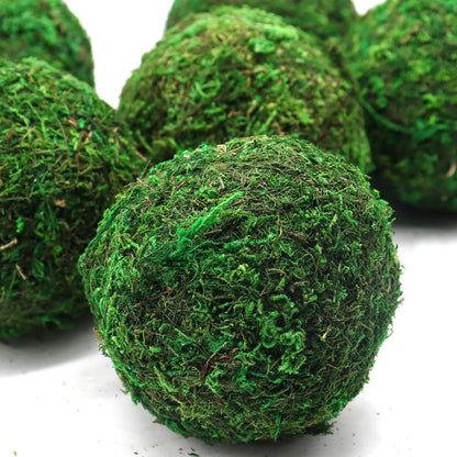 4" Decorative Round Moss Balls (Set of 6) Fake Moss Ball for Bowl Fillers | Handmade Large Green Moss Balls for Home Decor, Aquarium, Centerpiece Bowls, Parties, DIY Crafts, and Wedding Displays