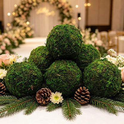 4" Decorative Round Moss Balls (Set of 6) Fake Moss Ball for Bowl Fillers | Handmade Large Green Moss Balls for Home Decor, Aquarium, Centerpiece Bowls, Parties, DIY Crafts, and Wedding Displays