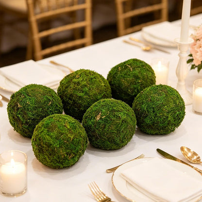 4" Decorative Round Moss Balls (Set of 6) Fake Moss Ball for Bowl Fillers | Handmade Large Green Moss Balls for Home Decor, Aquarium, Centerpiece Bowls, Parties, DIY Crafts, and Wedding Displays