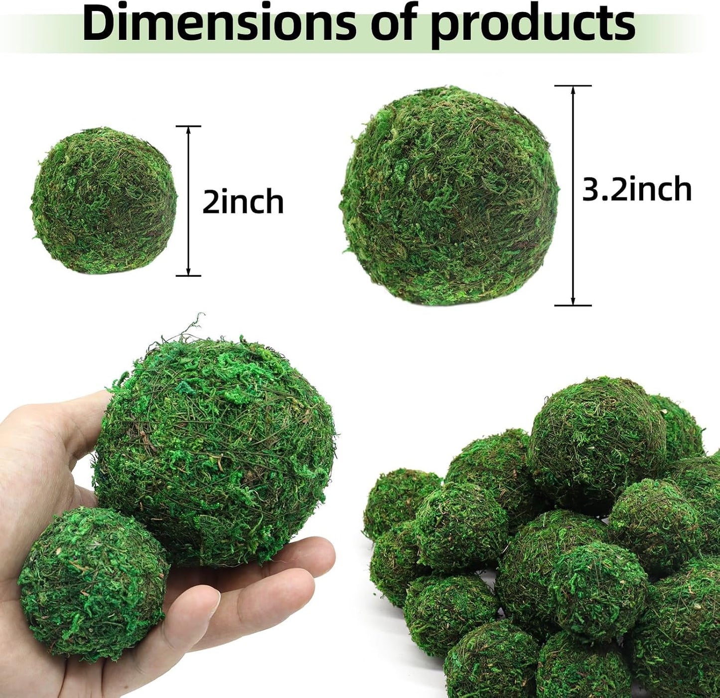4" Decorative Round Moss Balls (Set of 6) Fake Moss Ball for Bowl Fillers | Handmade Large Green Moss Balls for Home Decor, Aquarium, Centerpiece Bowls, Parties, DIY Crafts, and Wedding Displays
