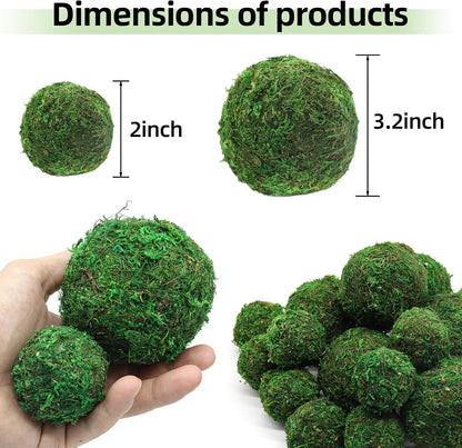 4" Decorative Round Moss Balls (Set of 6) Fake Moss Ball for Bowl Fillers | Handmade Large Green Moss Balls for Home Decor, Aquarium, Centerpiece Bowls, Parties, DIY Crafts, and Wedding Displays
