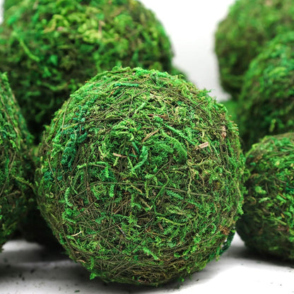 4" Decorative Round Moss Balls (Set of 6) Fake Moss Ball for Bowl Fillers | Handmade Large Green Moss Balls for Home Decor, Aquarium, Centerpiece Bowls, Parties, DIY Crafts, and Wedding Displays