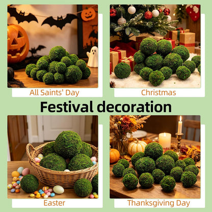 4" Decorative Round Moss Balls (Set of 6) Fake Moss Ball for Bowl Fillers | Handmade Large Green Moss Balls for Home Decor, Aquarium, Centerpiece Bowls, Parties, DIY Crafts, and Wedding Displays