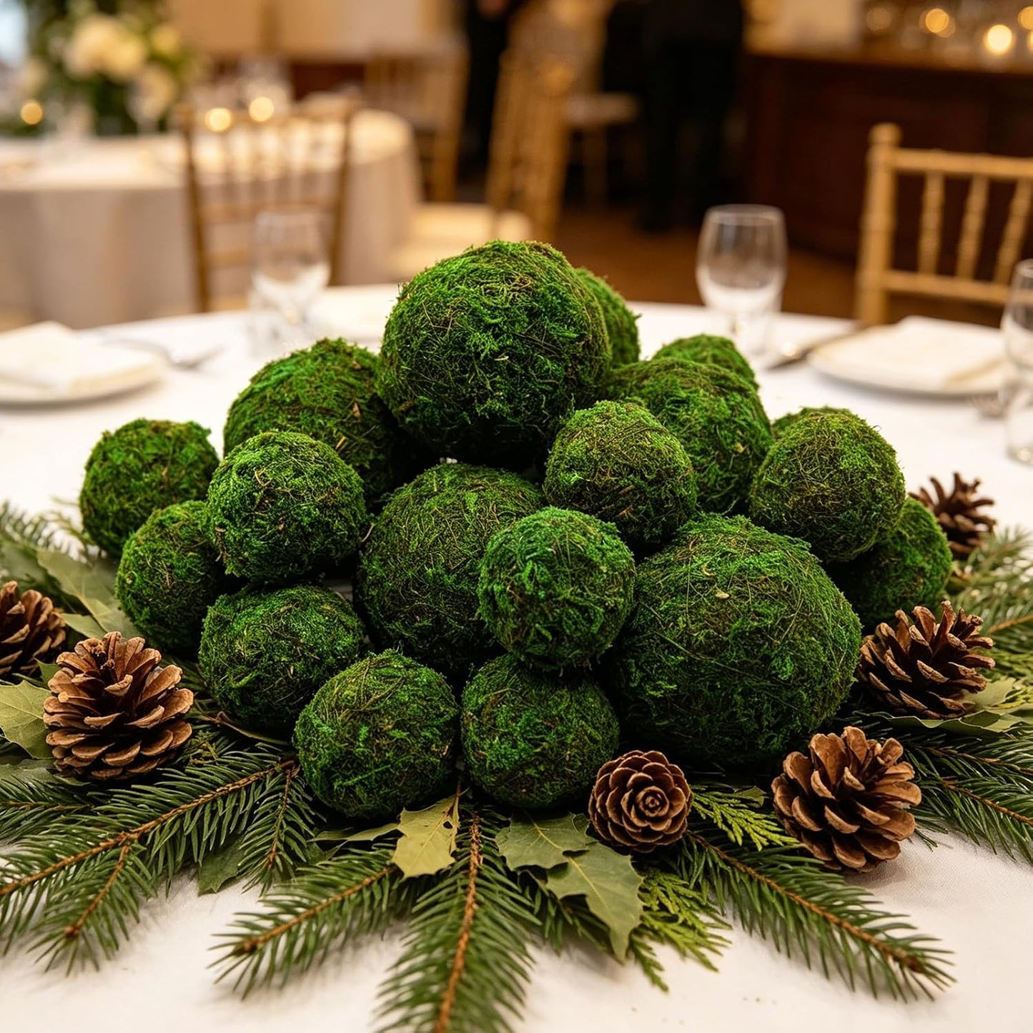 4" Decorative Round Moss Balls (Set of 6) Fake Moss Ball for Bowl Fillers | Handmade Large Green Moss Balls for Home Decor, Aquarium, Centerpiece Bowls, Parties, DIY Crafts, and Wedding Displays