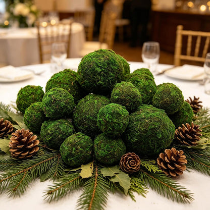 4" Decorative Round Moss Balls (Set of 6) Fake Moss Ball for Bowl Fillers | Handmade Large Green Moss Balls for Home Decor, Aquarium, Centerpiece Bowls, Parties, DIY Crafts, and Wedding Displays