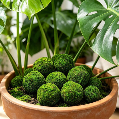 4" Decorative Round Moss Balls (Set of 6) Fake Moss Ball for Bowl Fillers | Handmade Large Green Moss Balls for Home Decor, Aquarium, Centerpiece Bowls, Parties, DIY Crafts, and Wedding Displays