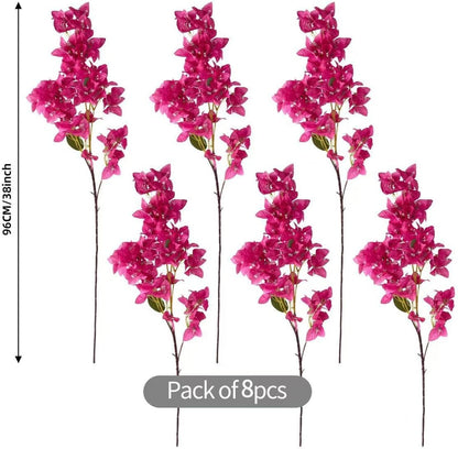 Silk Bougainvillea Artificial Flowers, UV Resistant, 48 Branches, Long Stems Faux Flower, Realistic Fake Bougainvillea Vines, for Wedding Porch Home Party Garden DIY Decor - 38 inch (Fuchsia)