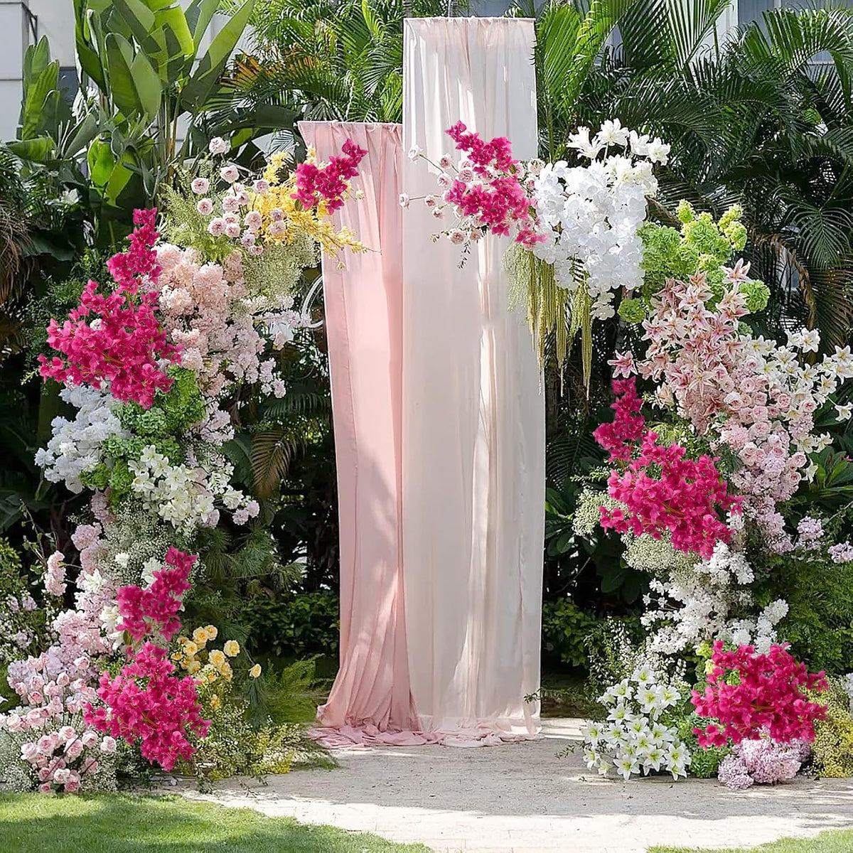 Silk Bougainvillea Artificial Flowers, UV Resistant, 48 Branches, Long Stems Faux Flower, Realistic Fake Bougainvillea Vines, for Wedding Porch Home Party Garden DIY Decor - 38 inch (Fuchsia)
