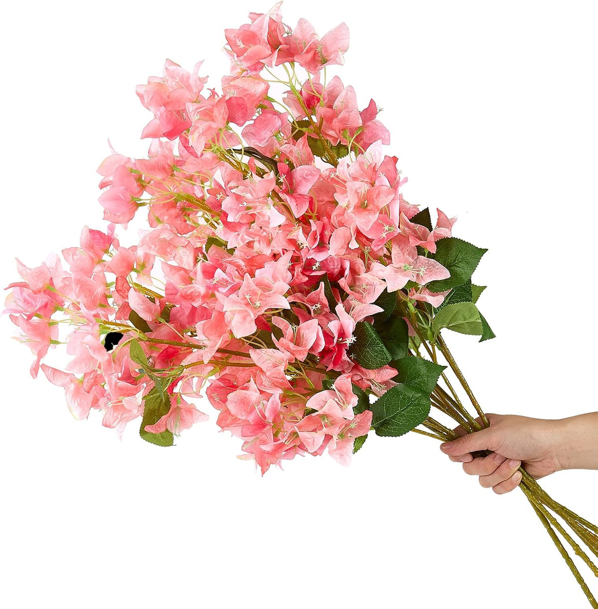 Silk Bougainvillea Artificial Flowers, UV Resistant, 48 Branches, Long Stems Faux Flower, Realistic Fake Bougainvillea Vines, for Wedding Porch Home Party Garden DIY Decor - 38 inch (Fuchsia)