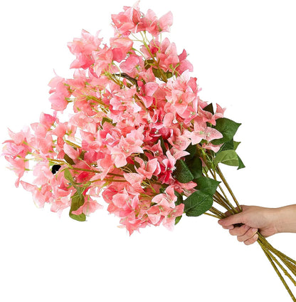 Silk Bougainvillea Artificial Flowers, UV Resistant, 48 Branches, Long Stems Faux Flower, Realistic Fake Bougainvillea Vines, for Wedding Porch Home Party Garden DIY Decor - 38 inch (Fuchsia)
