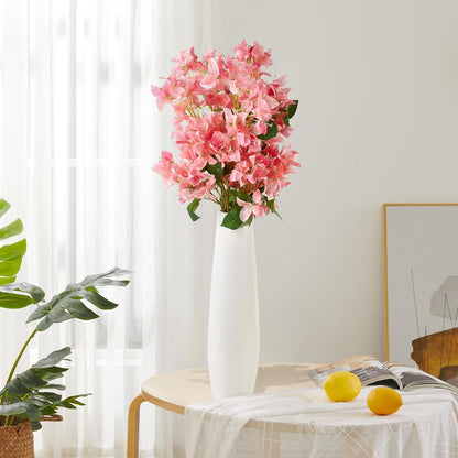 Silk Bougainvillea Artificial Flowers, UV Resistant, 48 Branches, Long Stems Faux Flower, Realistic Fake Bougainvillea Vines, for Wedding Porch Home Party Garden DIY Decor - 38 inch (Fuchsia)