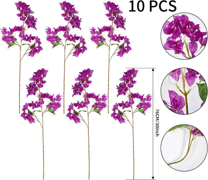 Silk Bougainvillea Artificial Flowers, UV Resistant, 48 Branches, Long Stems Faux Flower, Realistic Fake Bougainvillea Vines, for Wedding Porch Home Party Garden DIY Decor - 38 inch (Fuchsia)