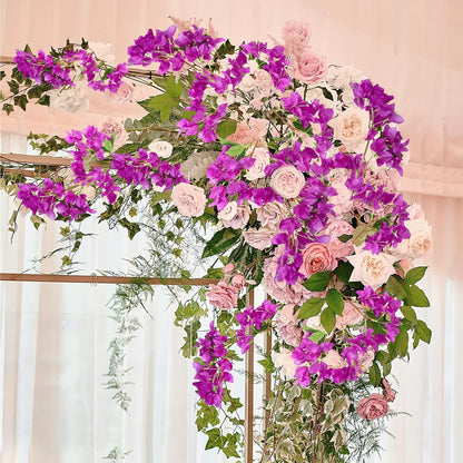 Silk Bougainvillea Artificial Flowers, UV Resistant, 48 Branches, Long Stems Faux Flower, Realistic Fake Bougainvillea Vines, for Wedding Porch Home Party Garden DIY Decor - 38 inch (Fuchsia)