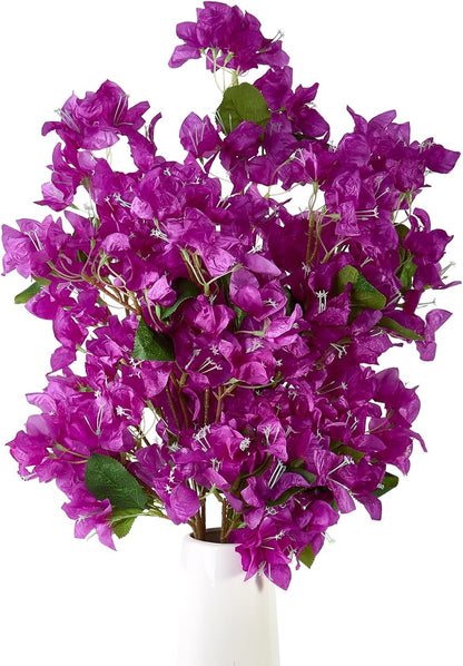 Silk Bougainvillea Artificial Flowers, UV Resistant, 48 Branches, Long Stems Faux Flower, Realistic Fake Bougainvillea Vines, for Wedding Porch Home Party Garden DIY Decor - 38 inch (Fuchsia)