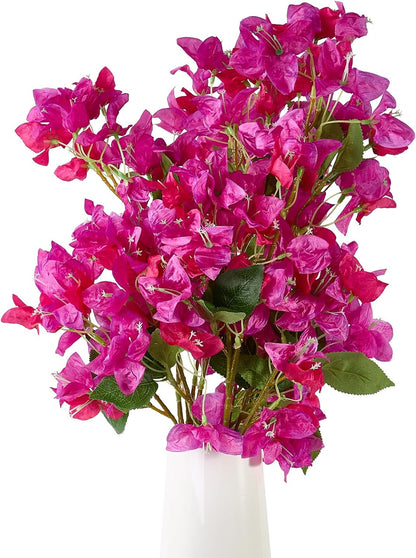Silk Bougainvillea Artificial Flowers, UV Resistant, 48 Branches, Long Stems Faux Flower, Realistic Fake Bougainvillea Vines, for Wedding Porch Home Party Garden DIY Decor - 38 inch (Fuchsia)