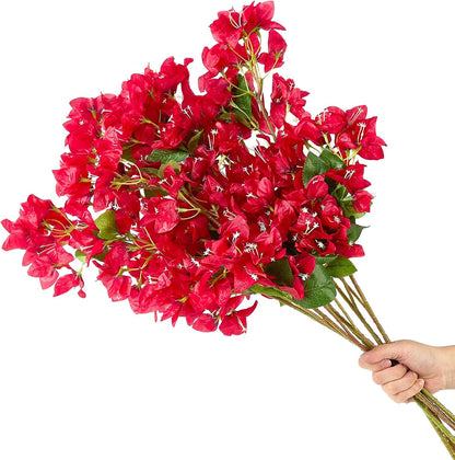 Silk Bougainvillea Artificial Flowers, UV Resistant, 48 Branches, Long Stems Faux Flower, Realistic Fake Bougainvillea Vines, for Wedding Porch Home Party Garden DIY Decor - 38 inch (Fuchsia)