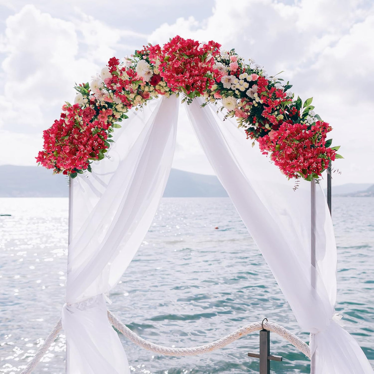 Silk Bougainvillea Artificial Flowers, UV Resistant, 48 Branches, Long Stems Faux Flower, Realistic Fake Bougainvillea Vines, for Wedding Porch Home Party Garden DIY Decor - 38 inch (Fuchsia)