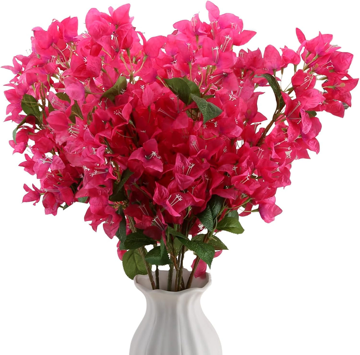 Silk Bougainvillea Artificial Flowers, UV Resistant, 48 Branches, Long Stems Faux Flower, Realistic Fake Bougainvillea Vines, for Wedding Porch Home Party Garden DIY Decor - 38 inch (Fuchsia)