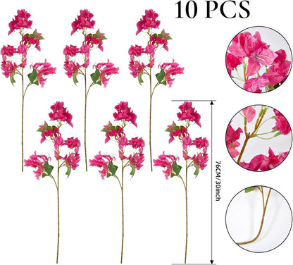 Silk Bougainvillea Artificial Flowers, UV Resistant, 48 Branches, Long Stems Faux Flower, Realistic Fake Bougainvillea Vines, for Wedding Porch Home Party Garden DIY Decor - 38 inch (Fuchsia)