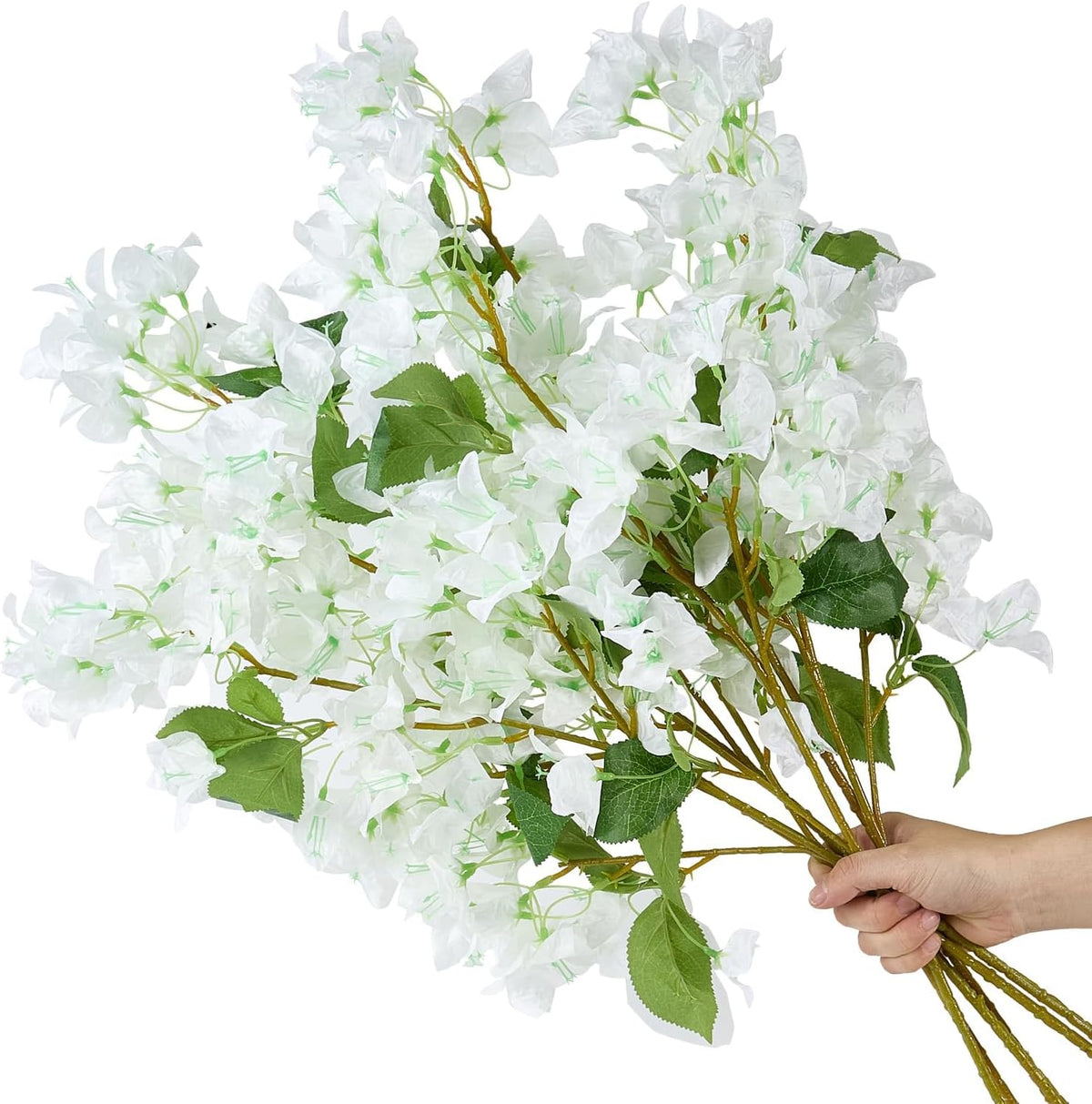 Silk Bougainvillea Artificial Flowers, UV Resistant, 48 Branches, Long Stems Faux Flower, Realistic Fake Bougainvillea Vines, for Wedding Porch Home Party Garden DIY Decor - 38 inch (Fuchsia)