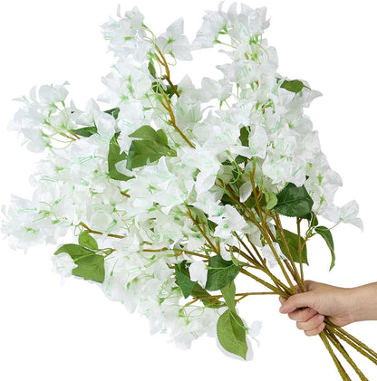 Silk Bougainvillea Artificial Flowers, UV Resistant, 48 Branches, Long Stems Faux Flower, Realistic Fake Bougainvillea Vines, for Wedding Porch Home Party Garden DIY Decor - 38 inch (Fuchsia)