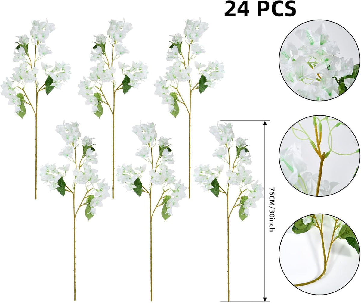Silk Bougainvillea Artificial Flowers, UV Resistant, 48 Branches, Long Stems Faux Flower, Realistic Fake Bougainvillea Vines, for Wedding Porch Home Party Garden DIY Decor - 38 inch (Fuchsia)