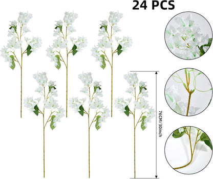 Silk Bougainvillea Artificial Flowers, UV Resistant, 48 Branches, Long Stems Faux Flower, Realistic Fake Bougainvillea Vines, for Wedding Porch Home Party Garden DIY Decor - 38 inch (Fuchsia)