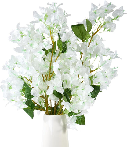 Silk Bougainvillea Artificial Flowers, UV Resistant, 48 Branches, Long Stems Faux Flower, Realistic Fake Bougainvillea Vines, for Wedding Porch Home Party Garden DIY Decor - 38 inch (Fuchsia)