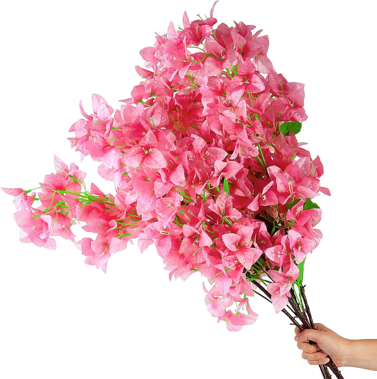 Silk Bougainvillea Artificial Flowers, UV Resistant, 48 Branches, Long Stems Faux Flower, Realistic Fake Bougainvillea Vines, for Wedding Porch Home Party Garden DIY Decor - 38 inch (Fuchsia)
