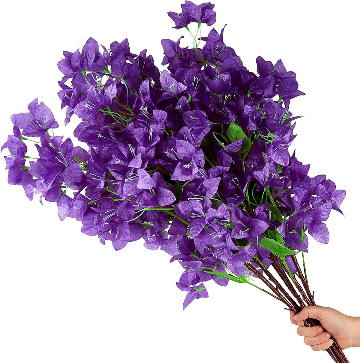 Silk Bougainvillea Artificial Flowers, UV Resistant, 48 Branches, Long Stems Faux Flower, Realistic Fake Bougainvillea Vines, for Wedding Porch Home Party Garden DIY Decor - 38 inch (Fuchsia)