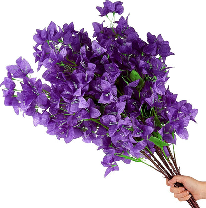 Silk Bougainvillea Artificial Flowers, UV Resistant, 48 Branches, Long Stems Faux Flower, Realistic Fake Bougainvillea Vines, for Wedding Porch Home Party Garden DIY Decor - 38 inch (Fuchsia)
