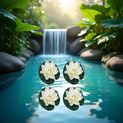 4 Pcs Artificial Floating Foam Lotus Flower with Water Lilys Pad Ornanments,Lifelikes Fake Lotus Flowers for Patio Pond Pool Fish Tank Aquarium Home Garden Special Decoration Outdoor Décor