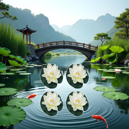 4 Pcs Artificial Floating Foam Lotus Flower with Water Lilys Pad Ornanments,Lifelikes Fake Lotus Flowers for Patio Pond Pool Fish Tank Aquarium Home Garden Special Decoration Outdoor Décor