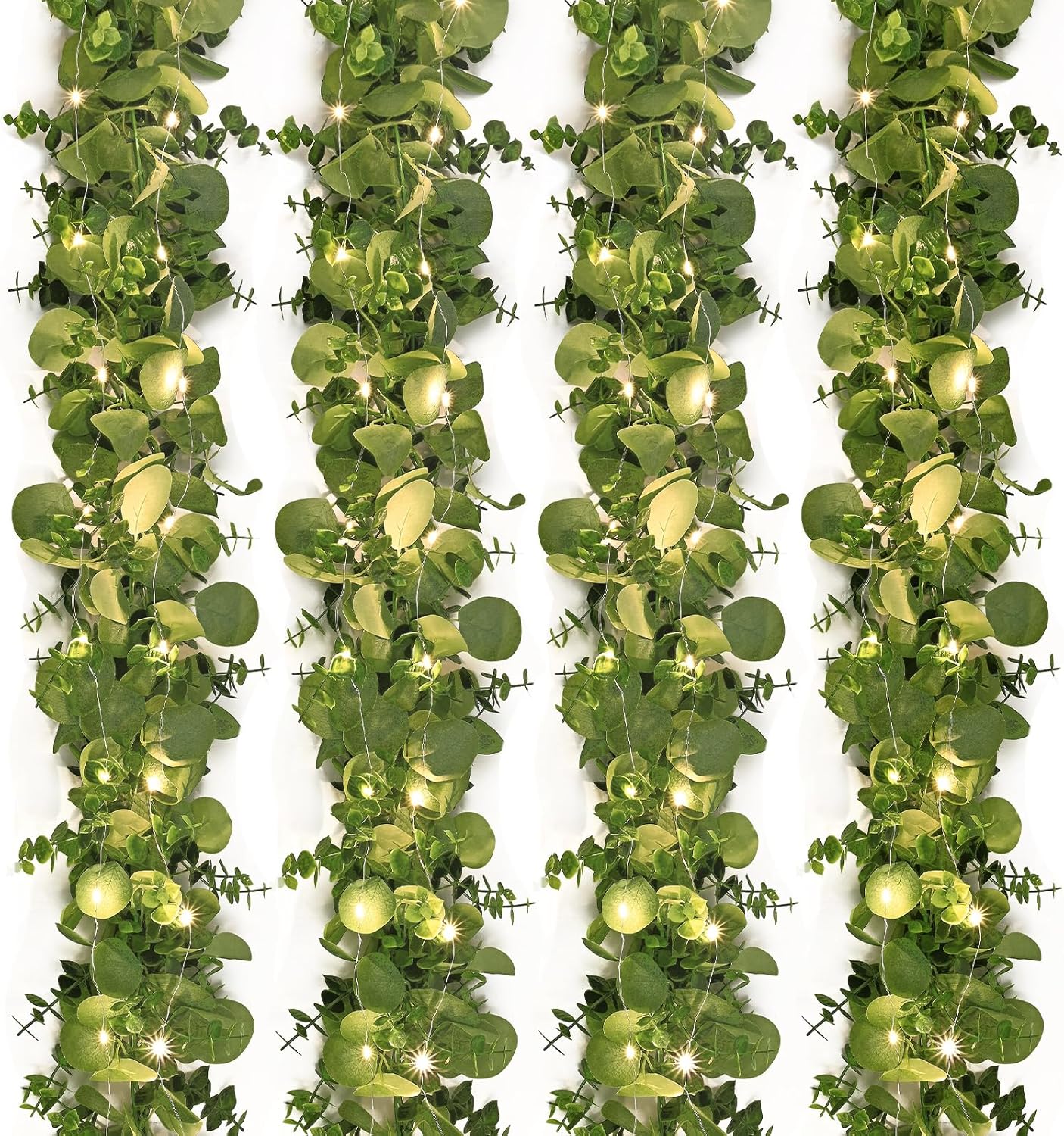Dolicer 2 Packs 6FT Artificial Eucalyptus Garland, Faux Greenery Garland Hanging Fake Silver Dollar Eucalyptus Leaves Vines for Wedding Backdrop Arch Table Wall Party Home Decor