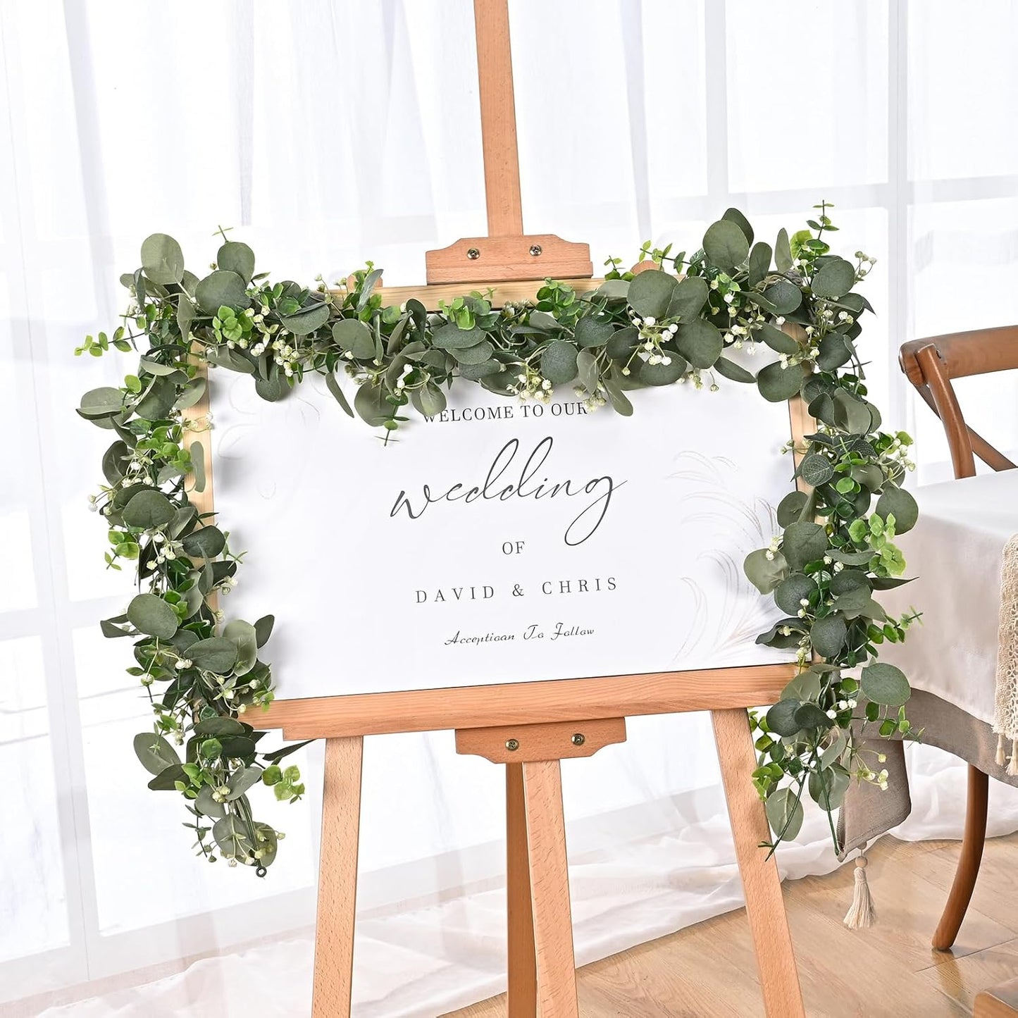 Dolicer 2 Packs 6FT Artificial Eucalyptus Garland, Faux Greenery Garland Hanging Fake Silver Dollar Eucalyptus Leaves Vines for Wedding Backdrop Arch Table Wall Party Home Decor