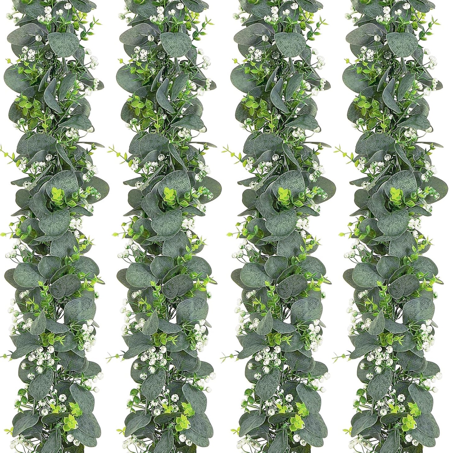 Dolicer 2 Packs 6FT Artificial Eucalyptus Garland, Faux Greenery Garland Hanging Fake Silver Dollar Eucalyptus Leaves Vines for Wedding Backdrop Arch Table Wall Party Home Decor