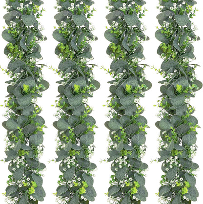Dolicer 2 Packs 6FT Artificial Eucalyptus Garland, Faux Greenery Garland Hanging Fake Silver Dollar Eucalyptus Leaves Vines for Wedding Backdrop Arch Table Wall Party Home Decor