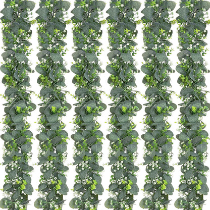 Dolicer 2 Packs 6FT Artificial Eucalyptus Garland, Faux Greenery Garland Hanging Fake Silver Dollar Eucalyptus Leaves Vines for Wedding Backdrop Arch Table Wall Party Home Decor