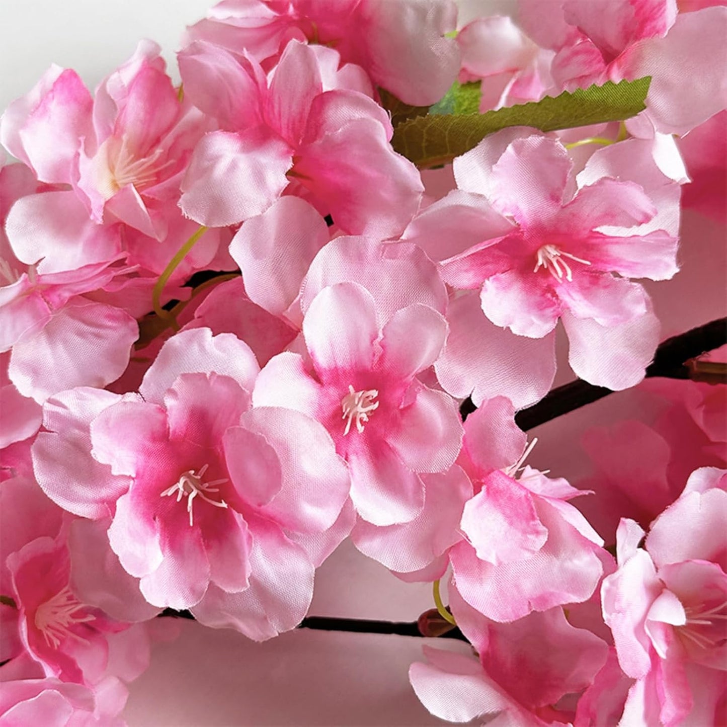 5 pink simulated cherry blossom branches wedding window flower decoration | Home decoration, wedding dress display, encrypted cherry blossom branches, fake peach blossoms, 33.5 inches (deep pink)