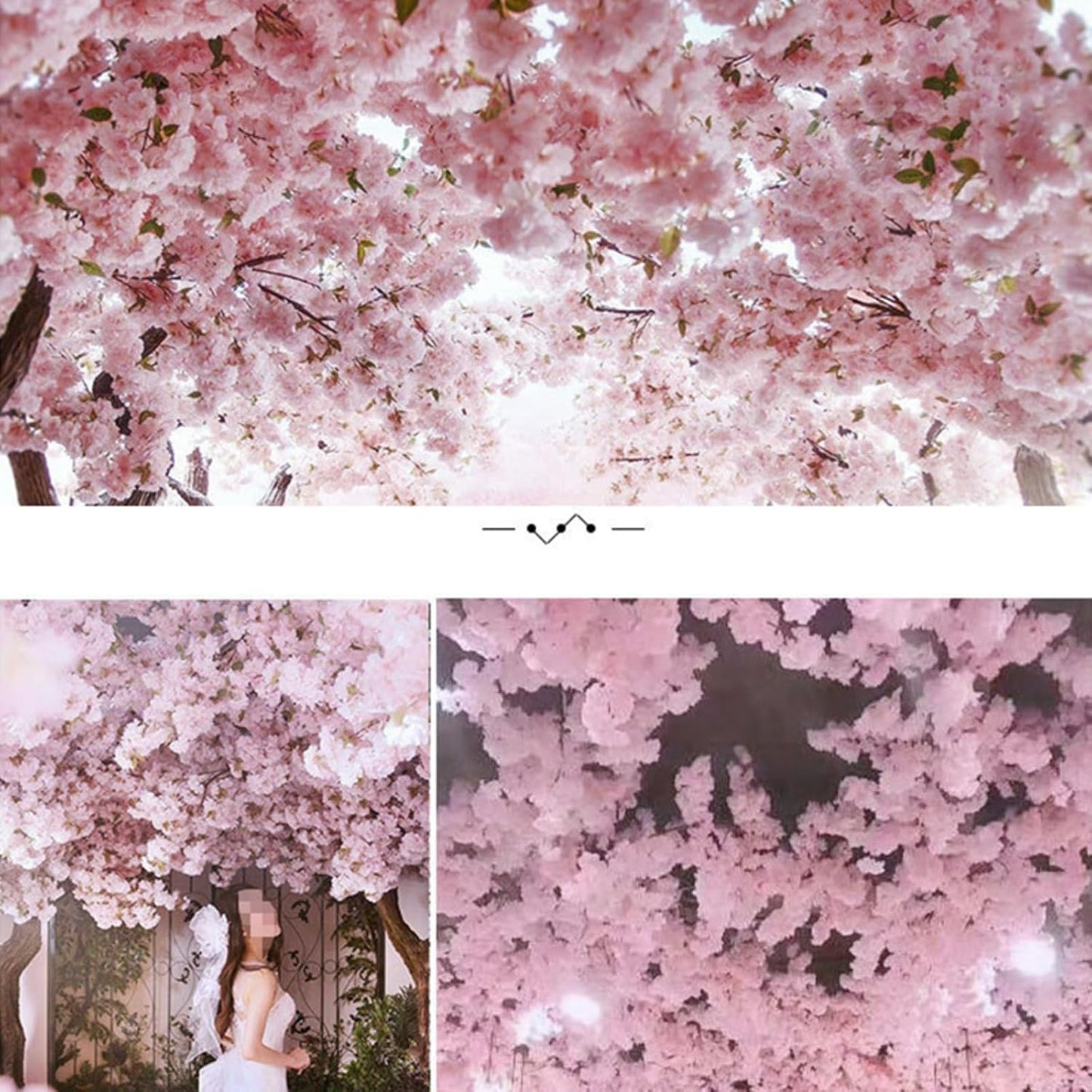 5 pink simulated cherry blossom branches wedding window flower decoration | Home decoration, wedding dress display, encrypted cherry blossom branches, fake peach blossoms, 33.5 inches (deep pink)