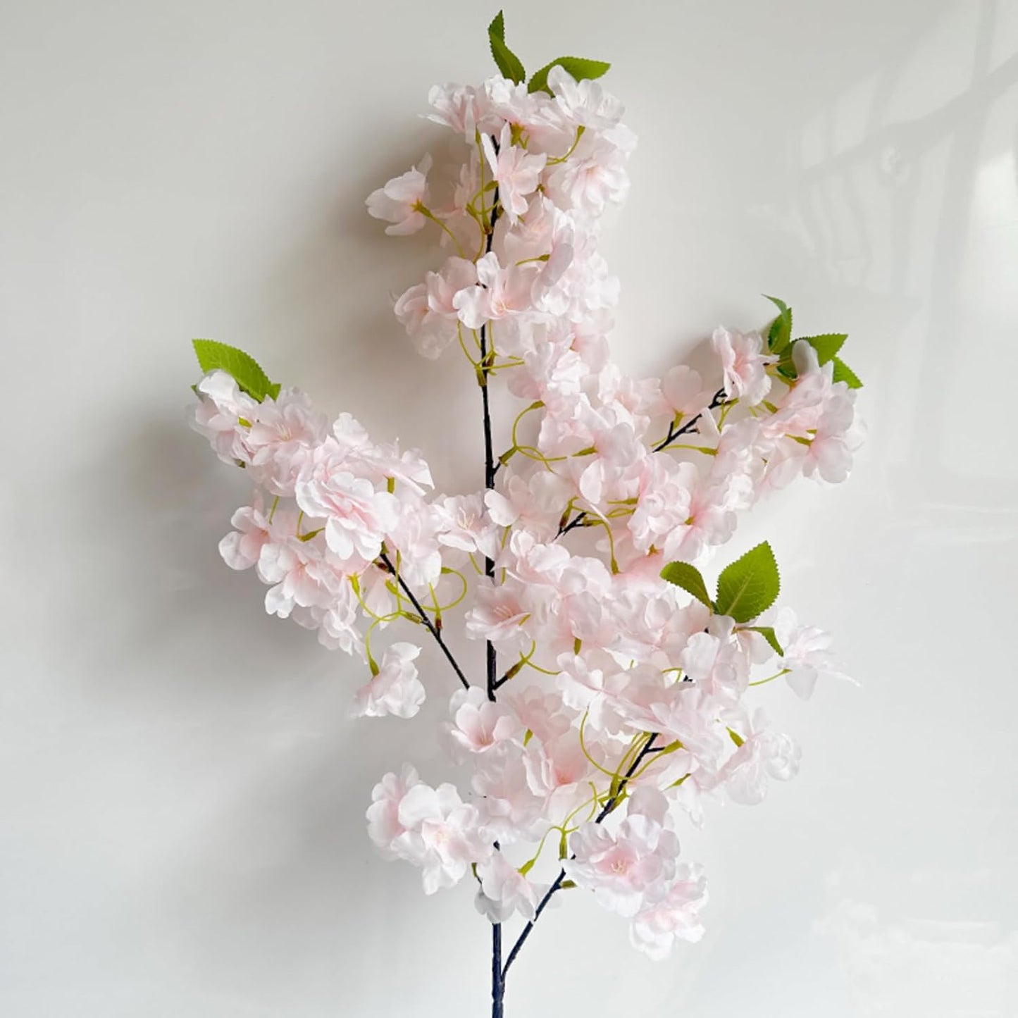5 pink simulated cherry blossom branches wedding window flower decoration | Home decoration, wedding dress display, encrypted cherry blossom branches, fake peach blossoms, 33.5 inches (deep pink)
