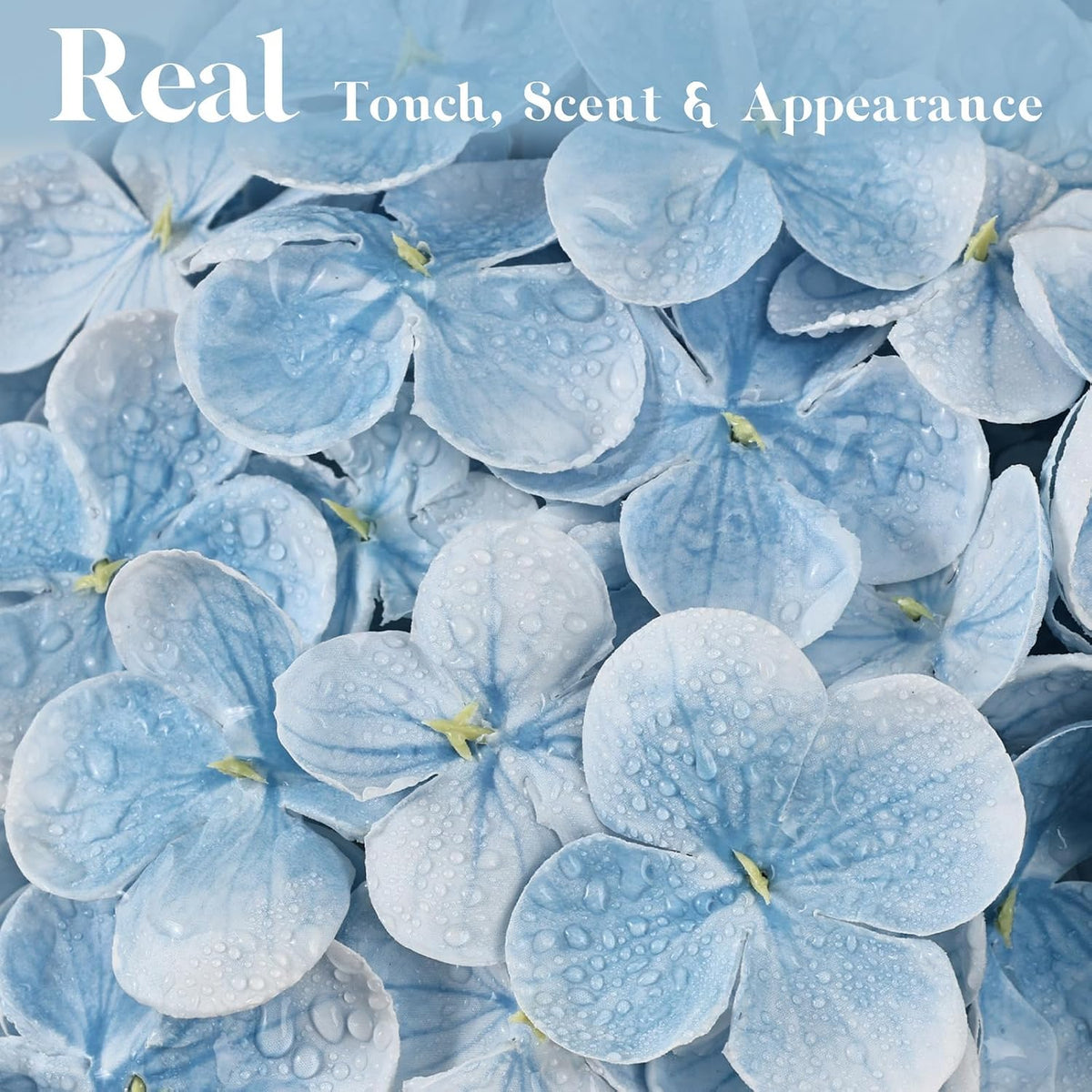 21" Blue Hydrangea Artificial Flowers Real Touch Latex Fake Hydrangeas