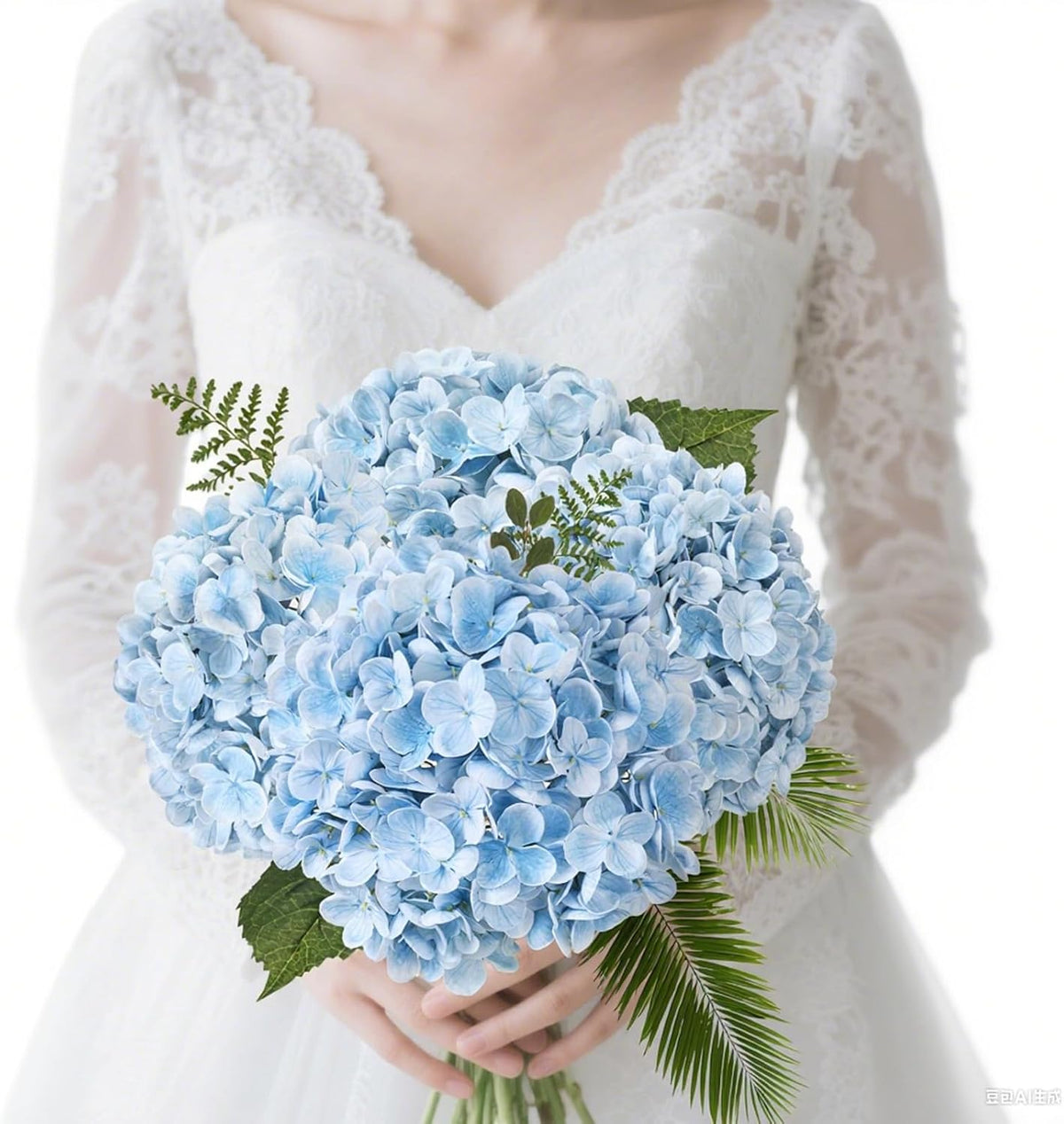 21" Blue Hydrangea Artificial Flowers Real Touch Latex Fake Hydrangeas